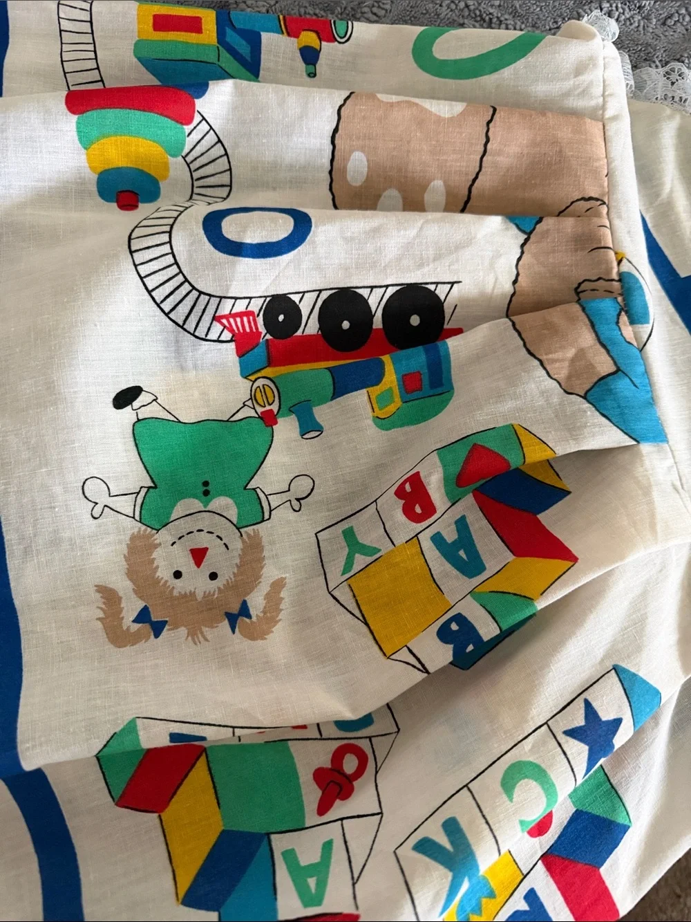 Vintage Cloth ABC Block Diaper Stacker - White with Primary Color Blocks